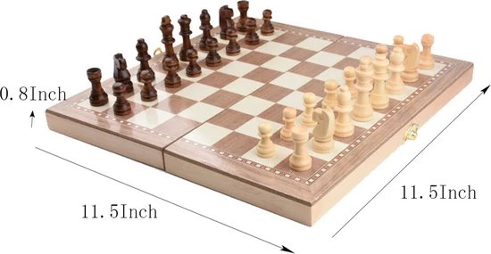 Merkloos Schaakbord | Dambord | Backgammon | 29 X 29 Cm | Schaakspel | Schaakset | Schaken | Dammen | Met Schaakstukken | 3-in-1 Bordspel | Chess | Hout | Opklapbaar 13 Merkloos Schaakbord | Dambord | Backgammon | 29 X 29 Cm | Schaakspel | Schaakset | Schaken | Dammen | Met Schaakstukken | 3-in-1 Bordspel | Chess | Hout | Opklapbaar - Afbeelding 13