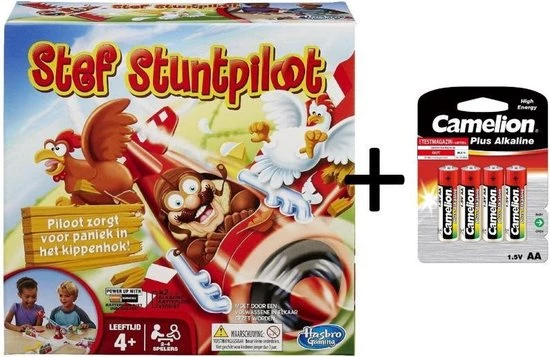 Mb Spellen Stef Stuntpiloot + Batterijen Pack - Bundelpakket 1 Mb Spellen Stef Stuntpiloot + Batterijen Pack - Bundelpakket