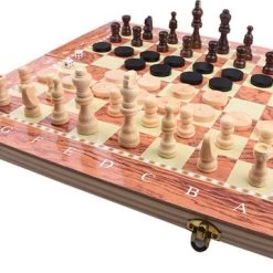Shagam 3-in-1 Bordspel - 48 Cm - Schaakbord - Dambord - Backgammon - Schaakspel - Schaakset - Schaken - Dammen - Met Schaakstukken - Chess - Hout - Opklapbaar -Bordspellen Verkoopwinkel 550x358 7