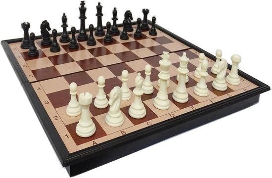 Magnetisch Schaak- En Dambord - Schaakstukken En Damstukken - Schaakspel - Damspel - Chess Set - Schaken - Dammen - Hout - Opklapbaar 2 Magnetisch Schaak- En Dambord - Schaakstukken En Damstukken - Schaakspel - Damspel - Chess Set - Schaken - Dammen - Hout - Opklapbaar - Afbeelding 2