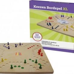 ThysToys Keezenspel XL - Keezen Extra Groot - Hout - Deluxe - Dubbelzijdig - Bordspel - 2 Tot 6 Spelers - 45 X 45 Cm