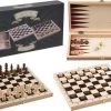 Free&easy Free & Easy - 3 In 1 Games Set - Schaken - Dammen - Backgammon - Houten Speelset - FSC Keurmerk Verantwoorde Materialen