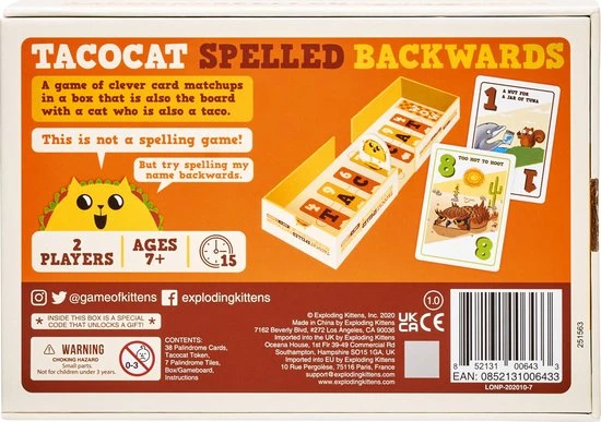Exploding Kittens Tacocat Spelled Backwards - Bordspel 7 Exploding Kittens Tacocat Spelled Backwards - Bordspel - Afbeelding 7