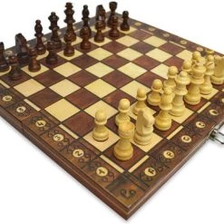 Shagam 3-in-1 Bordspel - 29 Cm - Magnetisch - Schaakbord - Dambord - Backgammon - Schaakspel - Schaakset - Schaken - Dammen - Met Schaakstukken - Chess - Hout - Opklapbaar -Bordspellen Verkoopwinkel 550x392 11