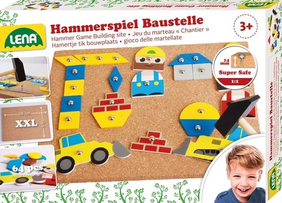 Lena Kinderspel Hamertje Tik Kurk/hout/metaal 64-delig 6 Lena Kinderspel Hamertje Tik Kurk/hout/metaal 64-delig - Afbeelding 6