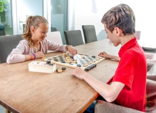 Longfield Games Schaak/dambord. Afm. 40 X 40 Cm. Verpakt In Shrink 2 Longfield Games Schaak/dambord. Afm. 40 X 40 Cm. Verpakt In Shrink - Afbeelding 2