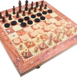 Shagam 3-in-1 Bordspel - 48 Cm - Schaakbord - Dambord - Backgammon - Schaakspel - Schaakset - Schaken - Dammen - Met Schaakstukken - Chess - Hout - Opklapbaar -Bordspellen Verkoopwinkel 550x410 9