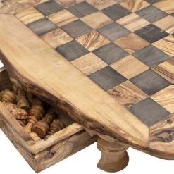 Schaakset Olijfolie & Honing Met Laden - Schaakspel - Schaakstukken - Schaakbord - Schaken - Bordspel - Handgemaakt - Hout - Zwart - Volwassenen & Kinderen - 35 X 35 X 8,5 Cm -Bordspellen Verkoopwinkel 550x419 9