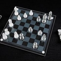 Nixnix Schaakbord 35x35cm - Schaakbord Glas - Luxe Schaakbord - Schaakspel - XL Formaat