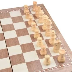 Merkloos Schaakbord | Dambord | Backgammon | 39 X 39 Cm | Schaakspel | Schaakset | Schaken | Dammen | Met Schaakstukken | 3-in-1 Bordspel | Chess | Hout | Opklapbaar -Bordspellen Verkoopwinkel 550x427 11