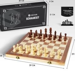 Sincer Schaakbord Met Staunton Schaakstukken 2 EXTRA Koninginnen Inclusief E-book Met Schaakregels - Houten Handgemaakte Schaakset/Schaakspel Voor Volwassenen GROOT FORMAAT Van39x39cm -Bordspellen Verkoopwinkel 550x462 12
