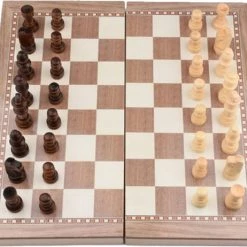 Merkloos Schaakbord | Dambord | Backgammon | 39 X 39 Cm | Schaakspel | Schaakset | Schaken | Dammen | Met Schaakstukken | 3-in-1 Bordspel | Chess | Hout | Opklapbaar -Bordspellen Verkoopwinkel 550x462 14