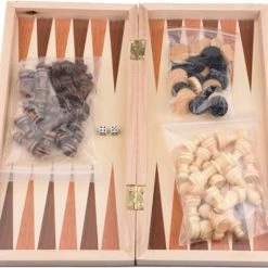 Merkloos Schaakbord | Dambord | Backgammon | 39 X 39 Cm | Schaakspel | Schaakset | Schaken | Dammen | Met Schaakstukken | 3-in-1 Bordspel | Chess | Hout | Opklapbaar -Bordspellen Verkoopwinkel 550x466 7