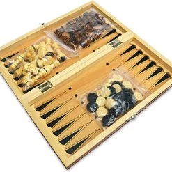 Shagam 3-in-1 Bordspel - 29 Cm - Magnetisch - Schaakbord - Dambord - Backgammon - Schaakspel - Schaakset - Schaken - Dammen - Met Schaakstukken - Chess - Hout - Opklapbaar -Bordspellen Verkoopwinkel 550x475 6