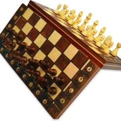 Shagam 3-in-1 Bordspel - 24 Cm - Magnetisch - Schaakbord - Dambord - Backgammon - Schaakspel - Schaakset - Schaken - Dammen - Met Schaakstukken - Chess - Hout - Opklapbaar -Bordspellen Verkoopwinkel 550x491 11