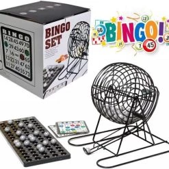 Decopatent® Bingo Spel - Bingomolen - Bingoballen - Bingo Kaarten - Fiches - Spelbord - Bingo Molen - Metaal - Lotto Kinderspel