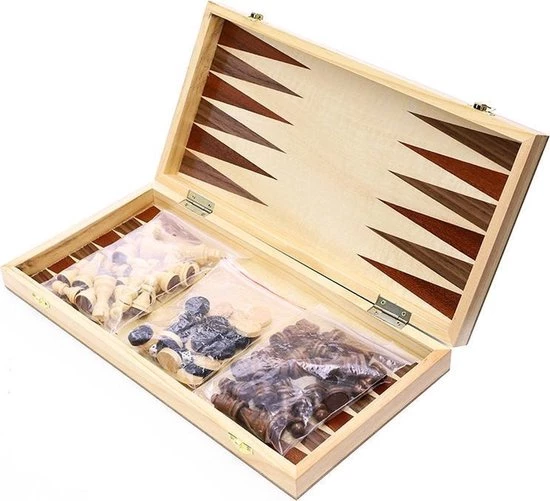 Nixnix Schaakbord XL 40x40cm - Luxe Houten Editie - XL Formaat - Met Backgammon - Inklapbaar - Houten Schaakbord - Schaakspel - Schaakset - Schaken 6 Nixnix Schaakbord XL 40x40cm - Luxe Houten Editie - XL Formaat - Met Backgammon - Inklapbaar - Houten Schaakbord - Schaakspel - Schaakset - Schaken - Afbeelding 6
