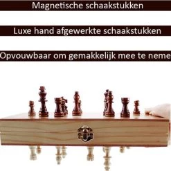 Merkloos Luxe Schaakbord Met Schaakstukken - Schaakset - Schaakspel - Magnetisch - Opklapbaar - 29 X 29 Cm -Bordspellen Verkoopwinkel 550x502 6