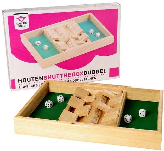 Longfield Games Shut The Box Bordspel, 2 Spelers, Inclusief 4 Houten Dobbelstenen. Afm. 34 X 24 X 4 Cm 1 Longfield Games Shut The Box Bordspel, 2 Spelers, Inclusief 4 Houten Dobbelstenen. Afm. 34 X 24 X 4 Cm