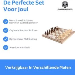Merkloos Schaakbord | Dambord | Backgammon | 39 X 39 Cm | Schaakspel | Schaakset | Schaken | Dammen | Met Schaakstukken | 3-in-1 Bordspel | Chess | Hout | Opklapbaar -Bordspellen Verkoopwinkel 550x510 13