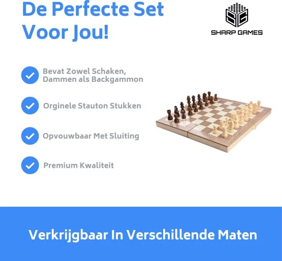 Merkloos Schaakbord | Dambord | Backgammon | 29 X 29 Cm | Schaakspel | Schaakset | Schaken | Dammen | Met Schaakstukken | 3-in-1 Bordspel | Chess | Hout | Opklapbaar 6 Merkloos Schaakbord | Dambord | Backgammon | 29 X 29 Cm | Schaakspel | Schaakset | Schaken | Dammen | Met Schaakstukken | 3-in-1 Bordspel | Chess | Hout | Opklapbaar - Afbeelding 6