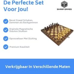 Shagam 3-in-1 Bordspel - 24 Cm - Magnetisch - Schaakbord - Dambord - Backgammon - Schaakspel - Schaakset - Schaken - Dammen - Met Schaakstukken - Chess - Hout - Opklapbaar -Bordspellen Verkoopwinkel 550x511 11