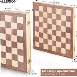 Allerion® Allerion Luxe Schaak Set - 100% Hout - 38cm X 38cm - In Opbergkoffer - Inclusief 2 Extra Dames En Instructieboekje -Bordspellen Verkoopwinkel 550x524 10