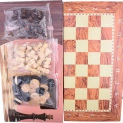 Shagam 3-in-1 Bordspel - 48 Cm - Schaakbord - Dambord - Backgammon - Schaakspel - Schaakset - Schaken - Dammen - Met Schaakstukken - Chess - Hout - Opklapbaar -Bordspellen Verkoopwinkel 550x524 11