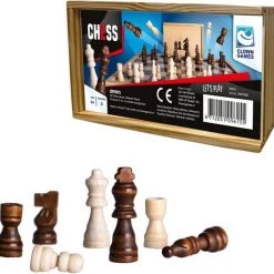 Clown Houten Schaakbord/dambord 40 X 40 Cm Met 32x Stuks Schaakstukken In Opbergkistje - Schaken En Dammen -Bordspellen Verkoopwinkel 550x528 9