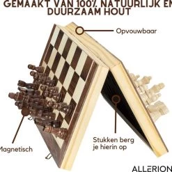 Allerion® Allerion Luxe Schaak Set - 100% Hout - 38cm X 38cm - In Opbergkoffer - Inclusief 2 Extra Dames En Instructieboekje -Bordspellen Verkoopwinkel 550x533 9