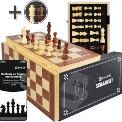 Sincer Schaakbord Met Staunton Schaakstukken 2 EXTRA Koninginnen Inclusief E-book Met Schaakregels - Houten Handgemaakte Schaakset/Schaakspel Voor Volwassenen GROOT FORMAAT Van39x39cm