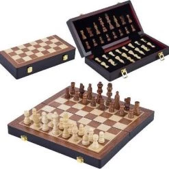 Engelhart Games Longfield Games Schaakspel Deluxe Inklapbaar 30 Cm Hout Bruin -Bordspellen Verkoopwinkel 550x539 3