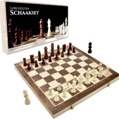 Fortecom Premium Schaakbord Met Co Rdinaten - 2 Extra Dames - 100% Houten Schaakset - 38 Cm - Magnetisch - Inclusief Schaakstukken - Chess Set Schaakborden Schaken Schaak Schaakspellen