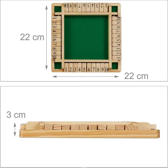 Relaxdays Shut The Box - 1-10 - Bordspel Reisspel - Rekenspel - 4 Spelers - Hout 4 Relaxdays Shut The Box - 1-10 - Bordspel Reisspel - Rekenspel - 4 Spelers - Hout - Afbeelding 4
