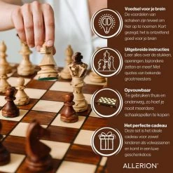 Allerion® Allerion Luxe Schaak Set - 100% Hout - 38cm X 38cm - In Opbergkoffer - Inclusief 2 Extra Dames En Instructieboekje -Bordspellen Verkoopwinkel 550x550 632