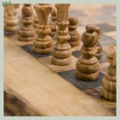 Schaakset Olijfolie & Honing Met Laden - Schaakspel - Schaakstukken - Schaakbord - Schaken - Bordspel - Handgemaakt - Hout - Zwart - Volwassenen & Kinderen - 35 X 35 X 8,5 Cm -Bordspellen Verkoopwinkel 550x550 720