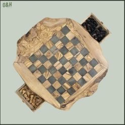 Schaakset Olijfolie & Honing Met Laden - Schaakspel - Schaakstukken - Schaakbord - Schaken - Bordspel - Handgemaakt - Hout - Zwart - Volwassenen & Kinderen - 35 X 35 X 8,5 Cm -Bordspellen Verkoopwinkel 550x551 22