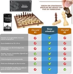 Sincer Schaakbord Met Staunton Schaakstukken 2 EXTRA Koninginnen Inclusief E-book Met Schaakregels - Houten Handgemaakte Schaakset/Schaakspel Voor Volwassenen GROOT FORMAAT Van39x39cm -Bordspellen Verkoopwinkel 550x553 17