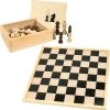 Clown Schaakbord/dambord Van Hout 40 X 40 Cm Met Schaakstukken In Opbergkistje - Schaken En Dammen