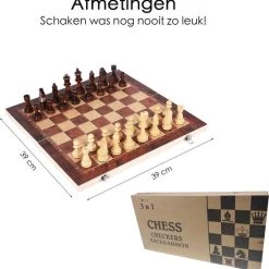 Flokoo Schaakbord Hout 3-in-1 Bord: Schaken, Dammen & Backgammon -Bordspellen Verkoopwinkel 550x566 5