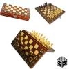 Shagam 3-in-1 Bordspel - 24 Cm - Magnetisch - Schaakbord - Dambord - Backgammon - Schaakspel - Schaakset - Schaken - Dammen - Met Schaakstukken - Chess - Hout - Opklapbaar