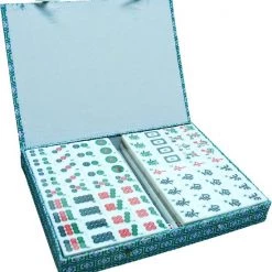 HOT Games Mahjong Spel - Kunststof Steen Wit/goud,koffer Groen Stof -Bordspellen Verkoopwinkel 550x586 17