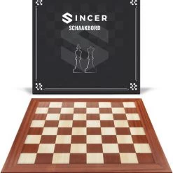 Sincer Professioneel Houten Schaakbord Handgemaakt Schaakset/Schaakspel Voor Volwassenen 48x48cm Schaakbord Met 50x50mm Schaakvakken Inclusief E-book Met Schaakregels - Voor Recreatieve Schaakpartijen & Toernooien