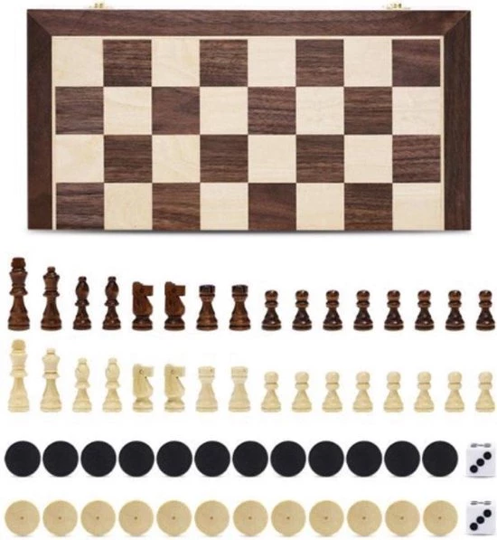 Nixnix Schaakbord XL 40x40cm - Luxe Houten Editie - XL Formaat - Met Backgammon - Inklapbaar - Houten Schaakbord - Schaakspel - Schaakset - Schaken 7 Nixnix Schaakbord XL 40x40cm - Luxe Houten Editie - XL Formaat - Met Backgammon - Inklapbaar - Houten Schaakbord - Schaakspel - Schaakset - Schaken - Afbeelding 7