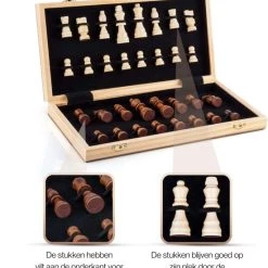 Allerion® Allerion Luxe Schaak Set - 100% Hout - 38cm X 38cm - In Opbergkoffer - Inclusief 2 Extra Dames En Instructieboekje -Bordspellen Verkoopwinkel 550x610 3