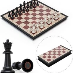 Woodley Magnetisch Schaakbord Met Schaakstukken - Schaakspel - Schaakset - Chess Set - Schaken - Schaak - Hout - Opklapbaar