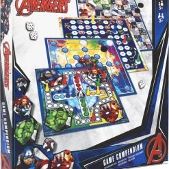 Marvel Avengers - 4-in-1 Spellendoos - Molenspel - Dammen - Ludo (Mens-Erger-Je-Niet) - Slangen & Ladders - Bordspel Verzameling - Game Compendium