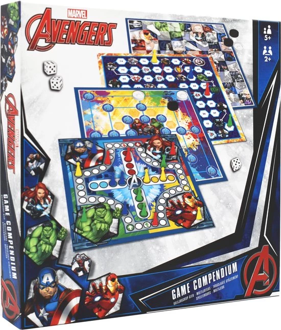 Marvel Avengers - 4-in-1 Spellendoos - Molenspel - Dammen - Ludo (Mens-Erger-Je-Niet) - Slangen & Ladders - Bordspel Verzameling - Game Compendium 1 Marvel Avengers - 4-in-1 Spellendoos - Molenspel - Dammen - Ludo (Mens-Erger-Je-Niet) - Slangen & Ladders - Bordspel Verzameling - Game Compendium