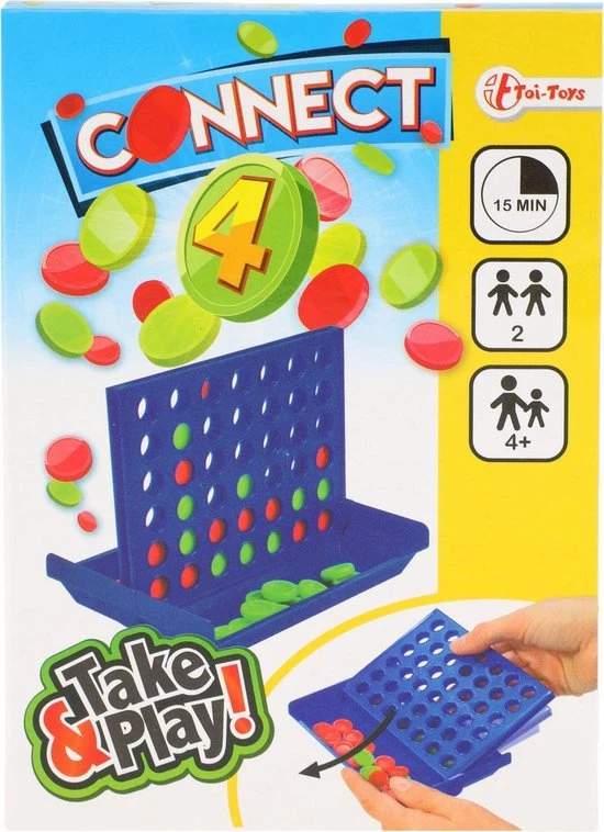 Toi-Toys Vier Op Een Rij - Reisspel - Mini - Pocket Spel - Schoencadeautjes - Schoenkado 2 Toi-Toys Vier Op Een Rij - Reisspel - Mini - Pocket Spel - Schoencadeautjes - Schoenkado - Afbeelding 2