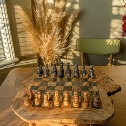 Schaakset Olijfolie & Honing Met Laden - Schaakspel - Schaakstukken - Schaakbord - Schaken - Bordspel - Handgemaakt - Hout - Zwart - Volwassenen & Kinderen - 35 X 35 X 8,5 Cm -Bordspellen Verkoopwinkel 550x823 5